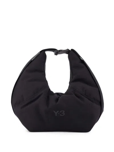 Y-3 Logo Nylon Hobo Bag In Black