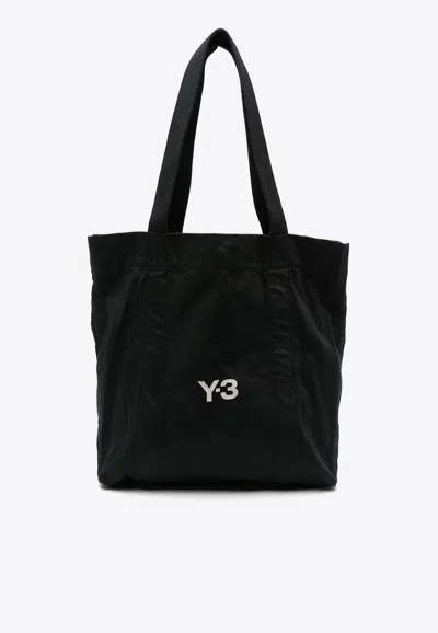 Y-3 Logo Print Tote Bag In Black