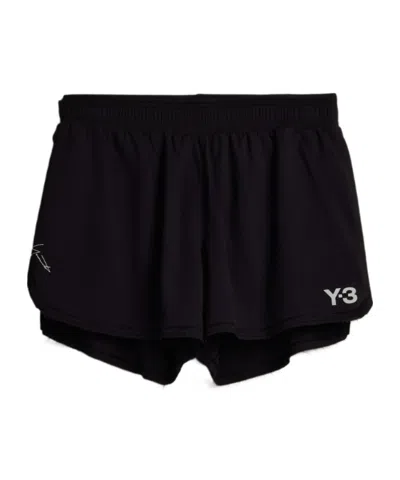 Y-3 Logo Printed Shorts In Black