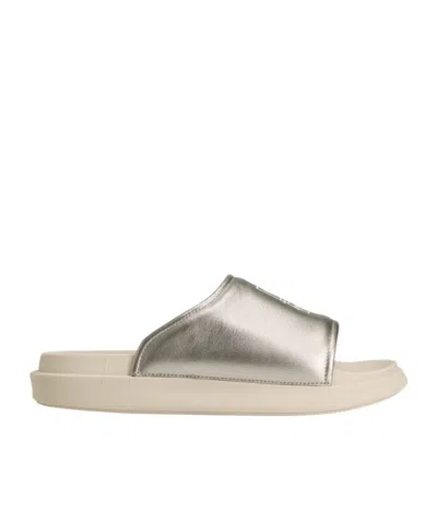 Y-3 Logo Slide Sandals In Silver