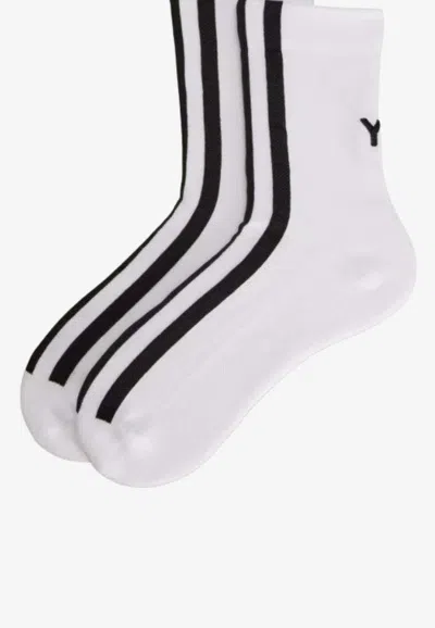 Y-3 Logo Stripes Socks In White