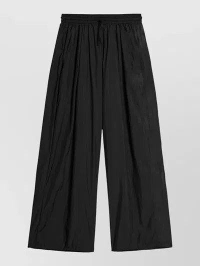 Y-3 Logo Trousers Wide Leg Side Stripes In Black