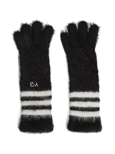 Y-3 Logo-embroidered Brushed-effect Gloves In Black