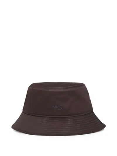 Y-3 Logo-embroidered Bucket Hat In Brown