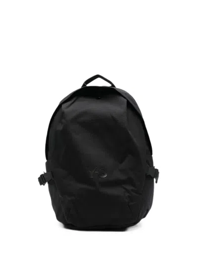 Y-3 Logo-patch Buckle-strap Backpack In Black