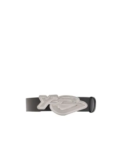 Y-3 Logo-plaque Leather Belt In Black