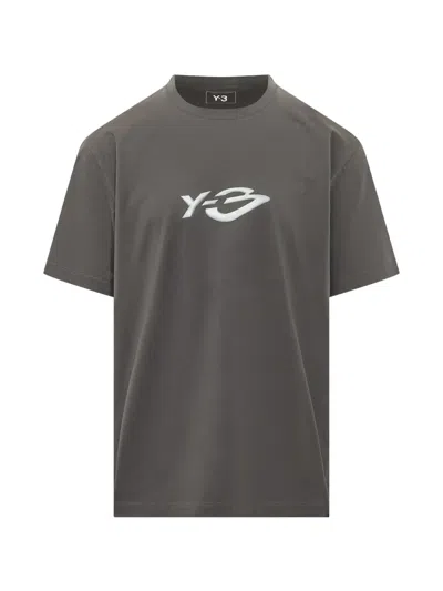 Y-3 Men Dark Grey Logo T-shirt In Gray