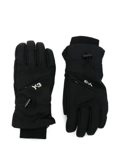 Y-3 Logo-print Zip-detail Gloves In Black