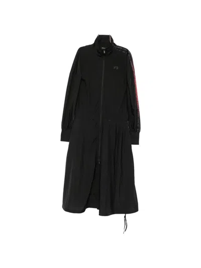 Y-3 Logo-print Zip-fastening Midi Dress In Black