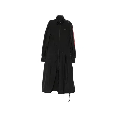 Y-3 Logo-print Zip-fastening Midi Dress In Black