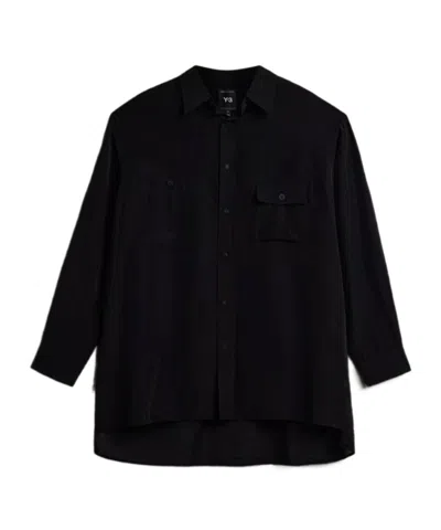 Y-3 Long Sleeved Flap-pocket Shirt In Black