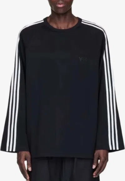 Y-3 Long-sleeved T-shirt With 3-stripes In Black