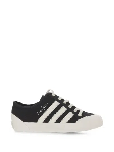 Y-3 Lace Up Low Profile Striped Rubber Sole In Black