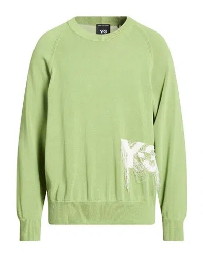 Y-3 Man Sweater Lime Green Size L Organic Cotton, Polyamide