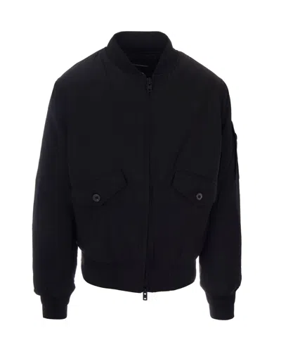 Y-3 Men's Bomber Jacket With Zip Front And Flap Pockets In Black