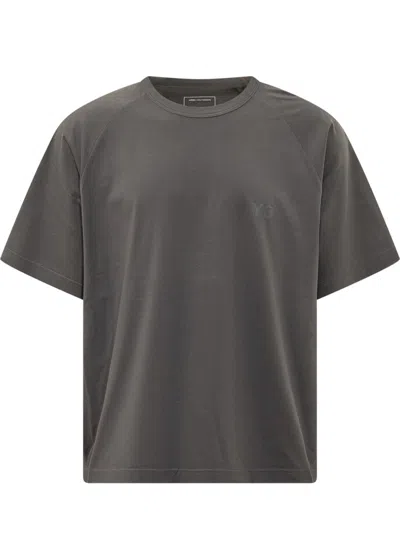 Y-3 Men Dark Grey Logo T-shirt In Brown