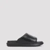 Y-3 Plain Leather Slides In Black
