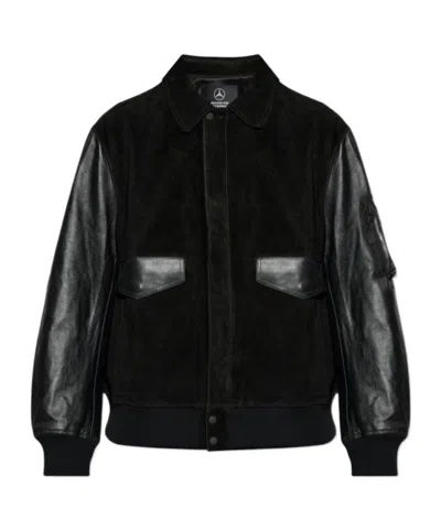 Y-3 X Mercedes-amg Petronas F1 Panelled Leather Jacket In Black