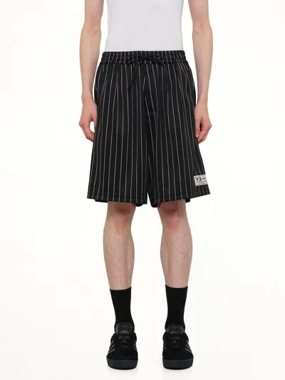 Y-3 Mesh Pinstripe Shorts In Black