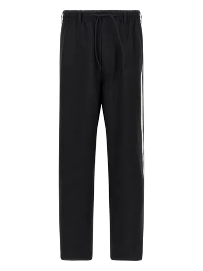 Y-3 Mid Rise Side-stripe Drawstring Trousers In Black
