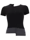 Y-3 Asymmetric Hem Short Sleeve Round Neck Top In Black
