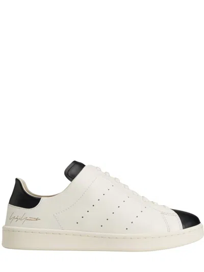 Y-3 Minimalist Diagonal Leather Sneakers In White