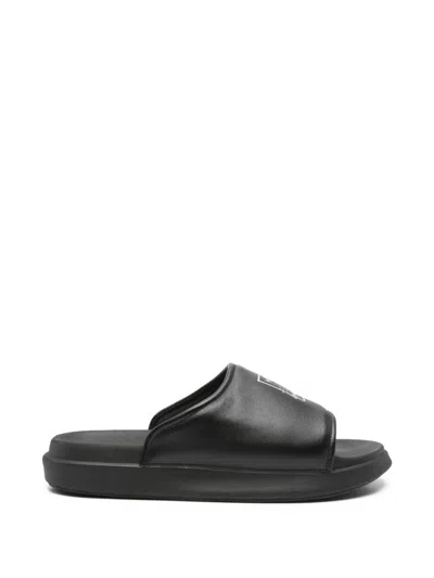 Y-3 Rubber Sole Flat Slides Open Toe In Animal Print