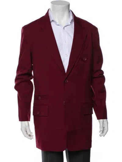 Pre-owned Y-3 Overcoat W/ Tags In Burgundy