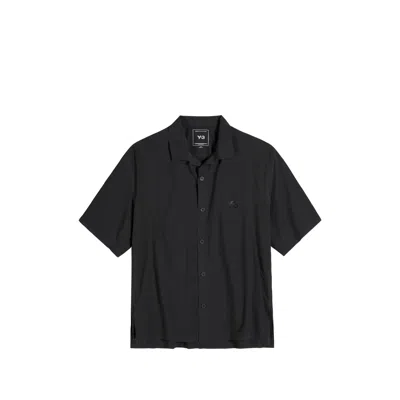 Y-3 Perforated-detail Short-sleeve Shirt In Black