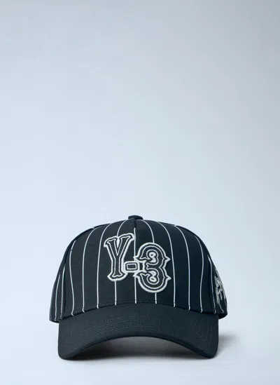 Y-3 Pinstripe Logo Baseball Cap In White