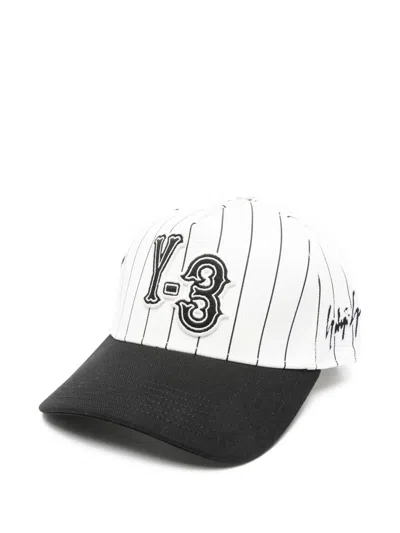 Y-3 Pinstripe Logo-detail Baseball Cap In White