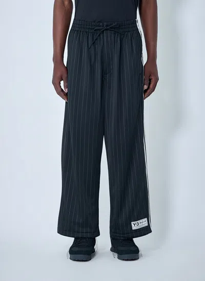 Y-3 Pinstripe Wide-leg Trousers In Black