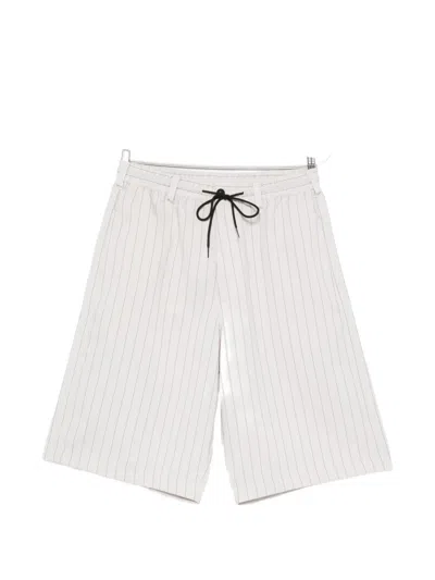 Y-3 Pinstriped Shorts In White