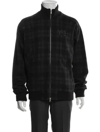 Pre-owned Y-3 Plaid Print Bomber Jacket In Gray