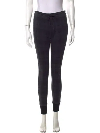 Pre-owned Y-3 Plaid Print Skinny Leg Pants In Black