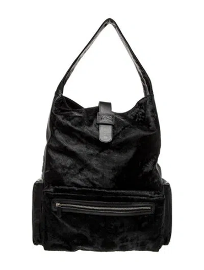 Pre-owned Y-3 Ponyhair Top Handle Bag In Black