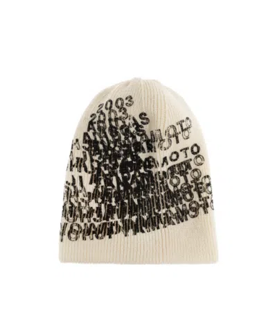 Y-3 Printed Ribbed-knit Beanie In Gold