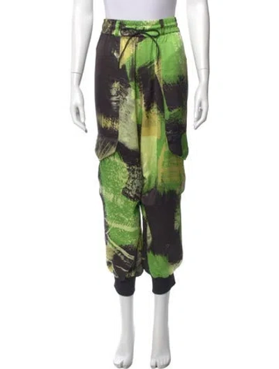 Pre-owned Y-3 Printed Skinny Leg Pants In Green