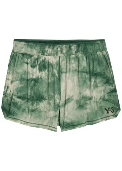 Y-3 Printed Stretch-polyamide Running Shorts In Green