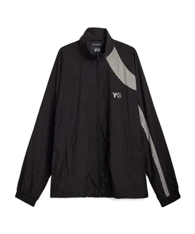 Y-3 Raw Edge 3 Stripes Nylon Shell Jacket In Black