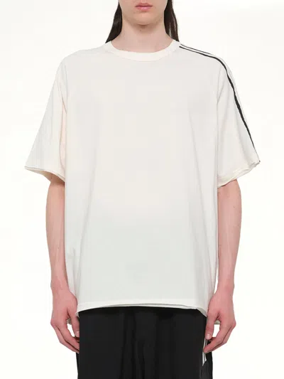 Y-3 T-shirt With Raw Edges And 3 Stripes In White
