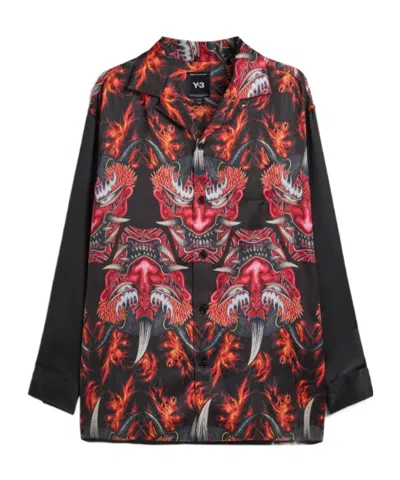 Y-3 Red Satin Graphic Shirt In Multi