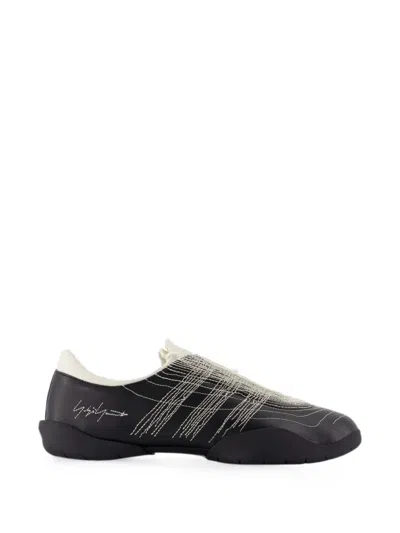 Y-3 X Adidas Regu Embroidered-logo Leather Sneakers In Black