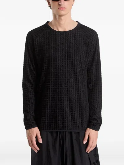 Y-3 Reversible Waffle-knit T-shirt In Black