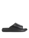 Y-3 Plain Leather Slides In Black