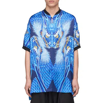 Y-3 Satin Dragon Graphic Jersey In Blue