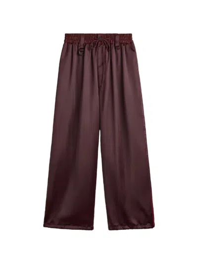 Y-3 Satin Gradient 3-stripes Track Pants In Burgundy