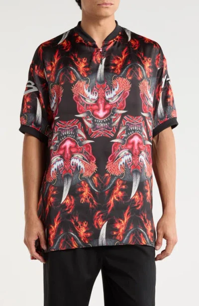 Y-3 Satin Yaksha Graphic Jersey Polo In Multi