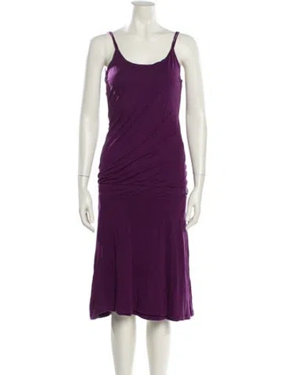 Pre-owned Y-3 Scoop Neck Midi Length Dress In Purple