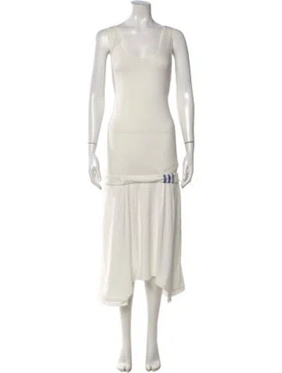 Pre-owned Y-3 Scoop Neck Midi Length Dress In White